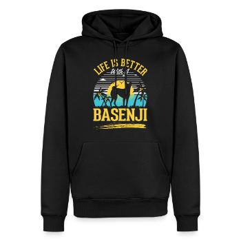 La vie est meilleure avec un Basenji - Sweat à capuche Premium bio Homme - noir - Devant - Nico (187cm)