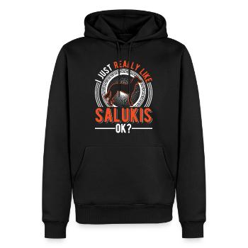 J’aime juste Salukis - Sweat à capuche Premium bio Homme - noir - Devant - Nico (187cm)