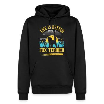 La vie est plus belle avec un fox-terrier - Sweat à capuche Premium bio Homme - noir - Devant - Nico (187cm)