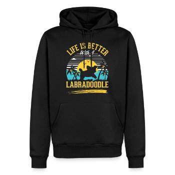 Life is better with a Labradoodle - Men’s Premium Organic Hoodie - black - Front - Nico (187cm)