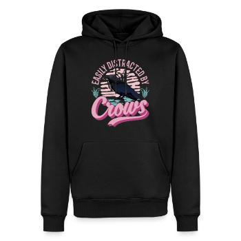 Easily distracted by Crows Krähe Rabe Rabenkrähe - Männer Premium Bio Hoodie - Schwarz - Vorne - Nico (187cm)