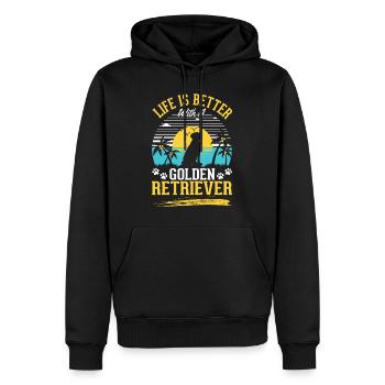 Das Leben ist besser mit einem Golden Retriever - Männer Premium Bio Hoodie - Schwarz - Vorne - Nico (187cm)