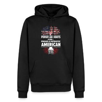 Patriote américain péruvien USA cultivé - Sweat à capuche Premium bio Homme - noir - Devant - Nico (187cm)