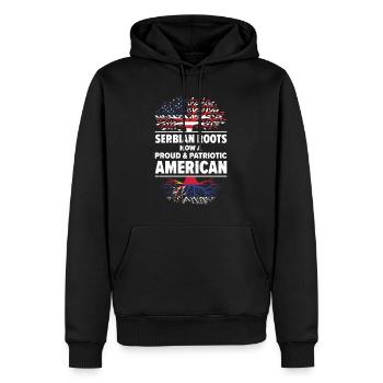 Serbisch Amerikanischer Patriot USA Gewachsen - Männer Premium Bio Hoodie - Schwarz - Vorne - Nico (187cm)