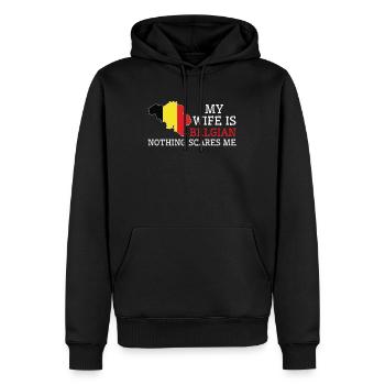 Nichts macht mir Angst Meine Frau ist Belgierin - Männer Premium Bio Hoodie - Schwarz - Vorne - Nico (187cm)