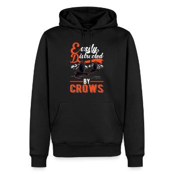 Easily distracted by Crows Krähe Rabe Rabenkrähe - Männer Premium Bio Hoodie - Schwarz - Vorne - Nico (187cm)