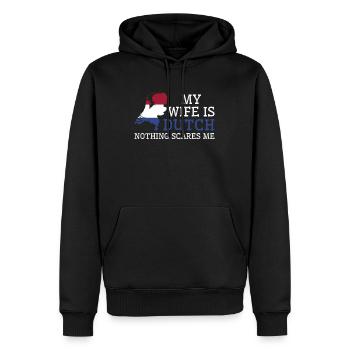 Rien ne me fait peur Ma femme est néerlandaise - Sweat à capuche Premium bio Homme - noir - Devant - Nico (187cm)