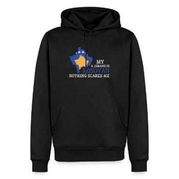 Nichts macht mir Angst Meine Frau ist Kosovarin - Männer Premium Bio Hoodie - Schwarz - Vorne - Nico (187cm)