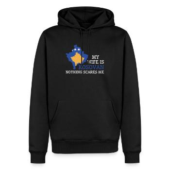 Nichts macht mir Angst Meine Frau ist Kosovarin - Männer Premium Bio Hoodie - Schwarz - Vorne - Nico (187cm)