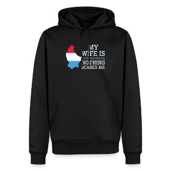Rien ne me fait peur Ma femme est - Sweat à capuche Premium bio Homme - noir - Devant - Nico (187cm)