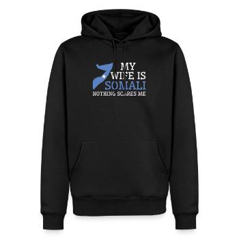 Rien ne me fait peur Ma femme est somalienne - Sweat à capuche Premium bio Homme - noir - Devant - Nico (187cm)