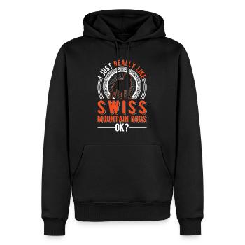 J’aime bien les bouviers suisses - Sweat à capuche Premium bio Homme - noir - Devant - Nico (187cm)