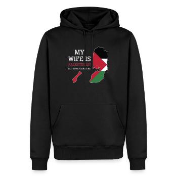 Rien ne me fait peur Ma femme est - Sweat à capuche Premium bio Homme - noir - Devant - Nico (187cm)