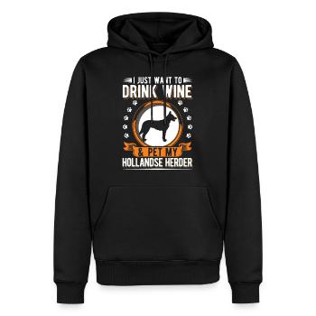 Hollandse Herder et le vin - Sweat à capuche Premium bio Homme - noir - Devant - Nico (187cm)