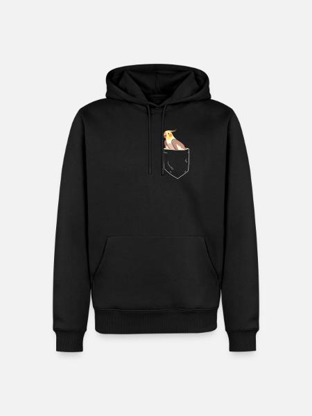 Wellensittich In Brusttasche - Männer Premium Bio Hoodie - Schwarz
