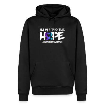 Produit de soutien en santé mentale - Sweat à capuche Premium bio Homme - noir - Devant - Nico (187cm)