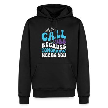 Bande de prévention du suicide : Sensibilisation à la - Sweat à capuche Premium bio Homme - noir - Devant - Nico (187cm)