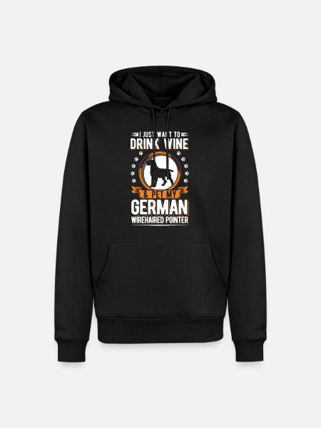 German Wirehaired Wine - Men’s Premium Organic Hoodie - black