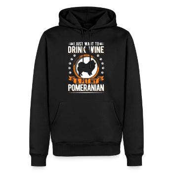 Zwergspitz und Wein Pomeranian - Männer Premium Bio Hoodie - Schwarz - Vorne - Nico (187cm)