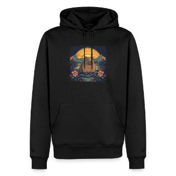 Capybara Cadeau Capybara - Sweat à capuche Premium bio Homme - noir - Devant - Nico (187cm)