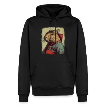 Capybara Samouraï Wasserschwein - Sweat à capuche Premium bio Homme - noir - Devant - Nico (187cm)