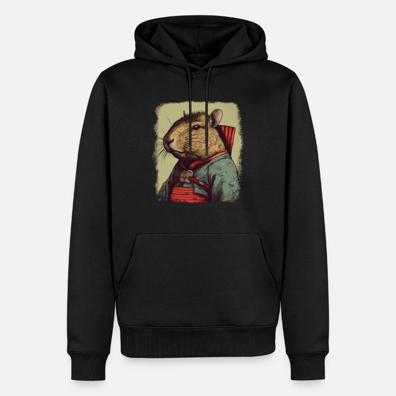 Capybara Samouraï Wasserschwein - Sweat à capuche Premium bio Homme - noir