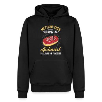 Mettbrötchen Mett Liebhaber Hackepeter - Männer Premium Bio Hoodie - Schwarz - Vorne - Nico (187cm)