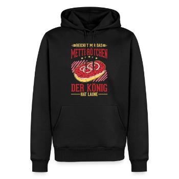 Mettbrötchen König Mett Hackepeter - Männer Premium Bio Hoodie - Schwarz - Vorne - Nico (187cm)