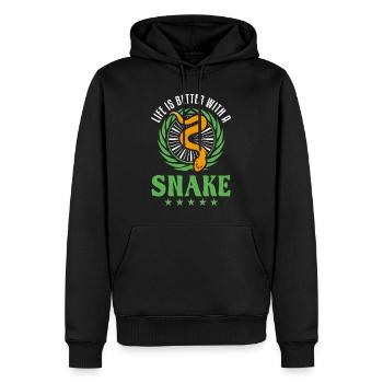 Das Leben ist besser mit Schlangen - Männer Premium Bio Hoodie - Schwarz - Vorne - Nico (187cm)