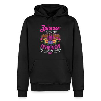 Zuhause ist wo mein Freiberger Pferd sind - Männer Premium Bio Hoodie - Schwarz - Vorne - Nico (187cm)