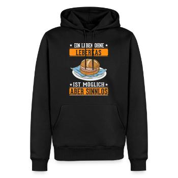 Ein Leben ohne Leberkas ist möglich Aber sinnlos - Männer Premium Bio Hoodie - Schwarz - Vorne - Nico (187cm)