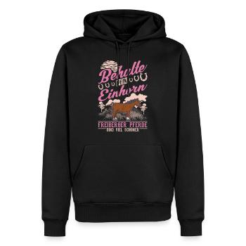 Freiberg cheval licorne - Sweat à capuche Premium bio Homme - noir - Devant - Nico (187cm)