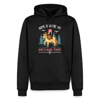 La maison est là où se trouve mon poney Shetland - Sweat à capuche Premium bio Homme - noir - Devant - Nico (187cm)