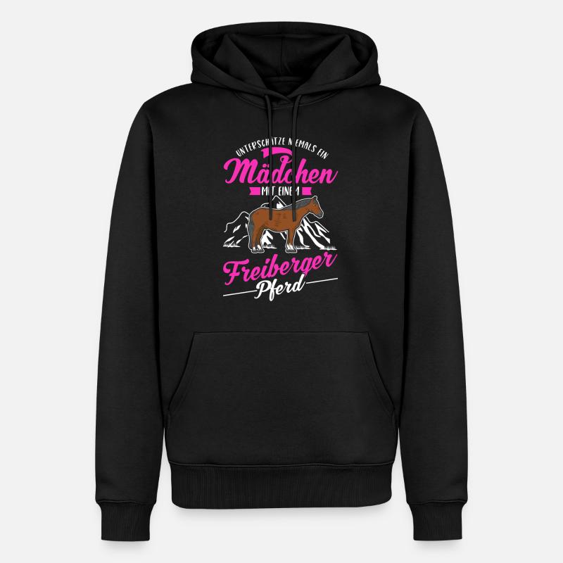 Freiberger Pferd Mädchen - Männer Premium Bio Hoodie - Schwarz