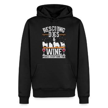 Sauvetage de chiens et chien de rue de vin - Sweat à capuche Premium bio Homme - noir - Devant - Nico (187cm)