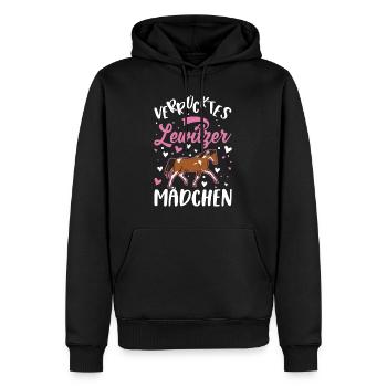 Verrücktes Lewitzer Mädchen - Männer Premium Bio Hoodie - Schwarz - Vorne - Nico (187cm)