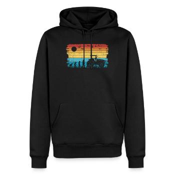 Évolution de la mécanique de machinerie agricole - Sweat à capuche Premium bio Homme - noir - Devant - Nico (187cm)