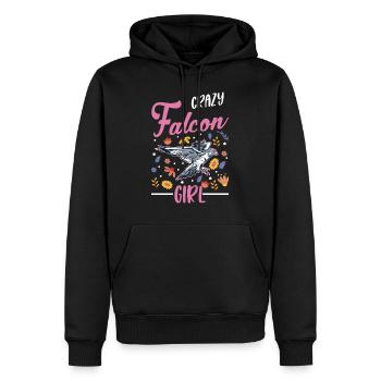Verrücktes Falken Mädchen - Männer Premium Bio Hoodie - Schwarz - Vorne - Nico (187cm)