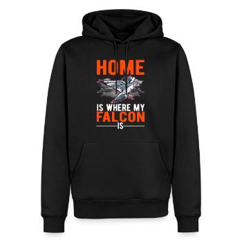 La maison est là où mon faucon est faucon crécerelle - Sweat à capuche Premium bio Homme - noir - Devant - Nico (187cm)
