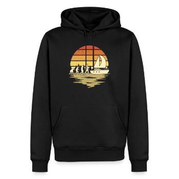 voilier evolution capitaine marin navire - Sweat à capuche Premium bio Homme - noir - Devant - Nico (187cm)