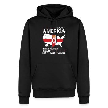 Né à Irlande du Nord, Irlande du Nord, Américain, États-Unis - Sweat à capuche Premium bio Homme - noir - Devant - Nico (187cm)
