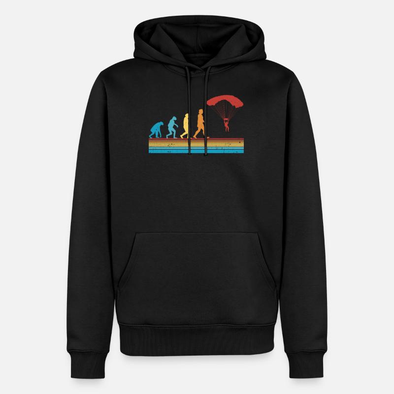 Fallschirmspringer EvolutionFallmschirm Skydive - Männer Premium Bio Hoodie - Schwarz