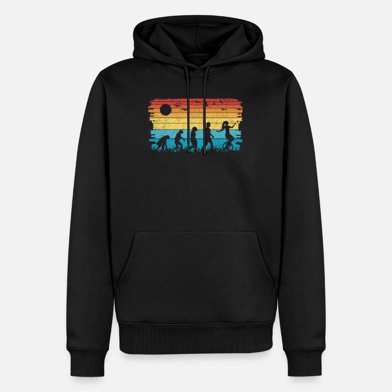 Einrad Evolution Einradfahrer - Männer Premium Bio Hoodie - Schwarz