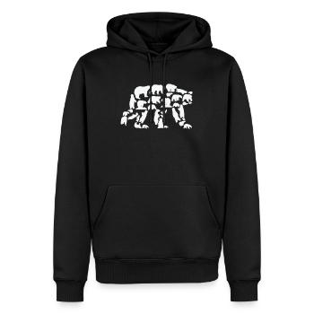 Ours, ours polaire, ours brun, grizzli, silhouette - Sweat à capuche Premium bio Homme - noir - Devant - Nico (187cm)