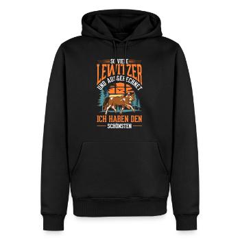 Lewitzer Pferd Reiterin - Männer Premium Bio Hoodie - Schwarz - Vorne - Nico (187cm)