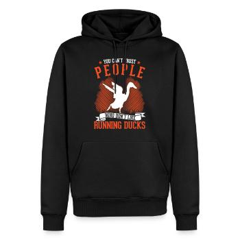 Indian Runner Duck Gift Running Duck - Men’s Premium Organic Hoodie - black - Front - Nico (187cm)