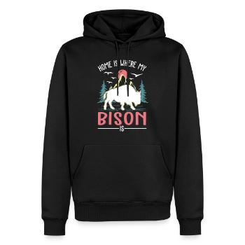 La maison est là où se trouve mon buffle - Sweat à capuche Premium bio Homme - noir - Devant - Nico (187cm)