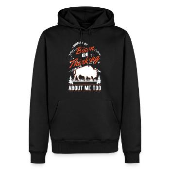 Buffalo cadeau Bison Buffallo buffle d’eau - Sweat à capuche Premium bio Homme - noir - Devant - Nico (187cm)