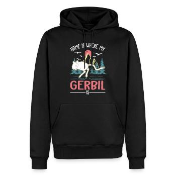 La maison, c’est là où ma gerbille est la gerbille - Sweat à capuche Premium bio Homme - noir - Devant - Nico (187cm)