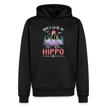 La maison est là où se trouve mon hippopotame, hippopotame - Sweat à capuche Premium bio Homme - noir - Devant - Nico (187cm)